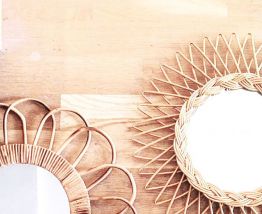 Miroir rotin vintage 