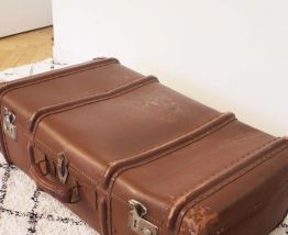 Malle valise marron vintage années 70