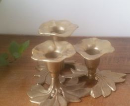 Bougeoir laiton vintage forme rose