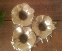 Bougeoir laiton vintage forme rose