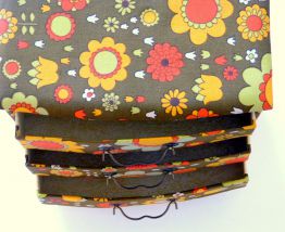 Boite cartonnage tissu mercerie ancienne avec tiroirs 