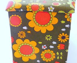 Boite cartonnage tissu mercerie ancienne avec tiroirs 