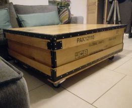 table basse industrielle  bois et métal