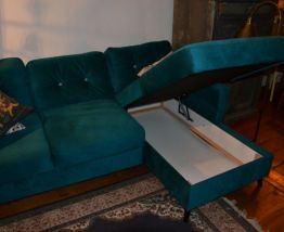 JOLI CANAPE D'ANGLE bleu - CONVERTIBLE - NEUF 