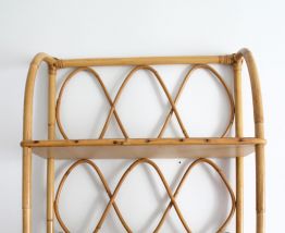 Etagère en rotin vintage des années 70