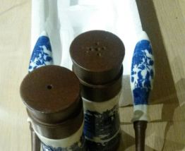 Ensemble à salade céramique et bois