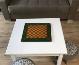 Table basse blanche en chêne massif