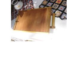 Ancien plateau en bois et verre miroir VINTAGE ART DECO