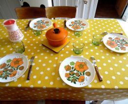 cinq assiettes vintages tefal