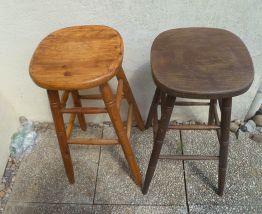 lot de 2 tabourets de bar en bois