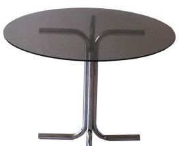 Table ronde verre fumé et chrome - vintage 70