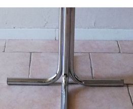 Table ronde verre fumé et chrome - vintage 70