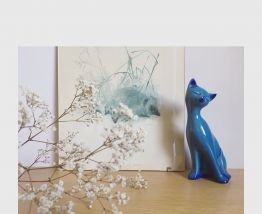 Céramique chat bleu