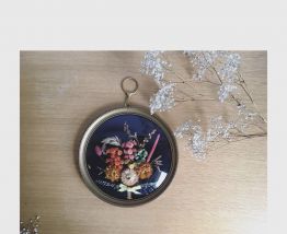 Cadre bombé fleurs séchées 