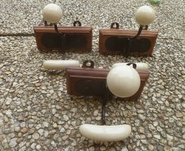 lot de 3 pateres bois , céramique