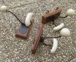 lot de 3 pateres bois , céramique