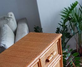 Commode cannage rotin vintage