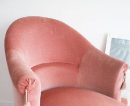 Fauteuil crapaud en velours ROSE années 60