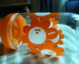 Rare bocal HENKEL fleurs oranges