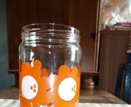 Rare bocal HENKEL fleurs oranges