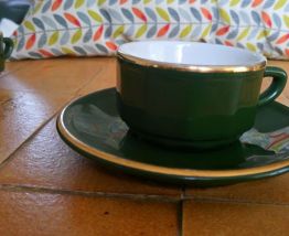 3 tasses et sous-tasses  Porcelaine Alpico Flora 