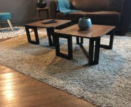 2 petites tables basses style atelier industriel