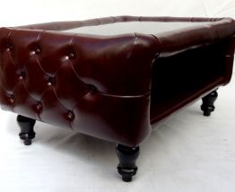 Table Basse Chesterfield Vintage aspect Cuir marron