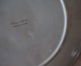 Lot en faïence de 6 assiettes à huîtres et 1 plat 