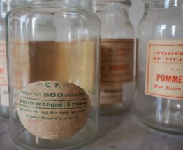 Lot de 4 pots à confiture en verre lisse épais soufflé