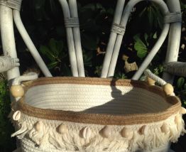 Corbeille coton/jute  coquillages