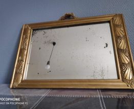 ancien miroir art déco, cadre en bois doré