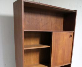 Bibliothèque meuble rangement vintage en teck danois 1970's