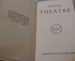 Livre La pléiade, Goethe, Théâtre complet, 1958.