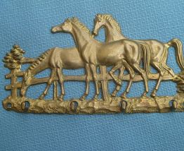 Accroche clées motif chevaux en laiton ;vintage