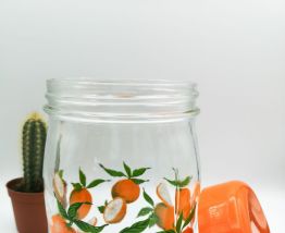 Pot en verre couvercle orange