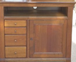 Meuble TV style Louis Philippe merisier massif NF Prestige