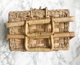 Travailleuse vintage en osier et rotin