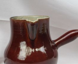 pot à lait broc pichet en grè vernissé marron très ancien