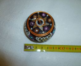 Boite en bois peint miroirs, perles Rajasthan