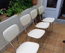 Lot de 4 chaises 60s en sky 