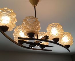 Lustre métal noir et verre.