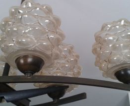 Lustre métal noir et verre.