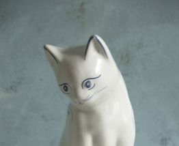 Statuette chat en faïence