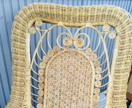 Rocking-chair rotin vintage 