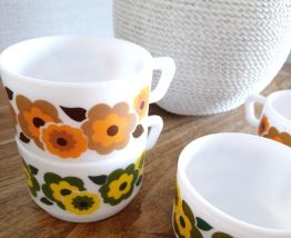 4 tasses à café arcopal, collection lotus 