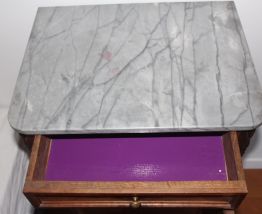 table de chevet bois et marbre