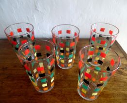 5 verres à orangeade vintage