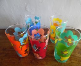 5 verres à orangeade vintage