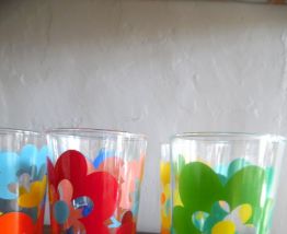 5 verres à orangeade vintage