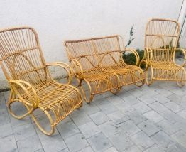 Salon de jardin rotin vintage 